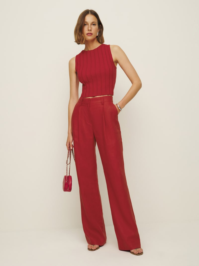 Alex Mid Rise Linen Pant | Reformation (Global)