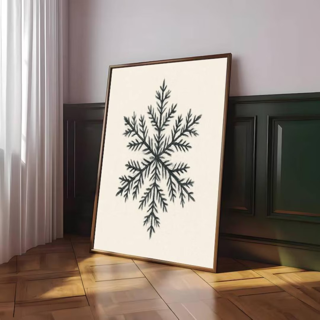 Snowflake Canvas Wall Art: Minimalist Winter Holiday Decor | Etsy (US)