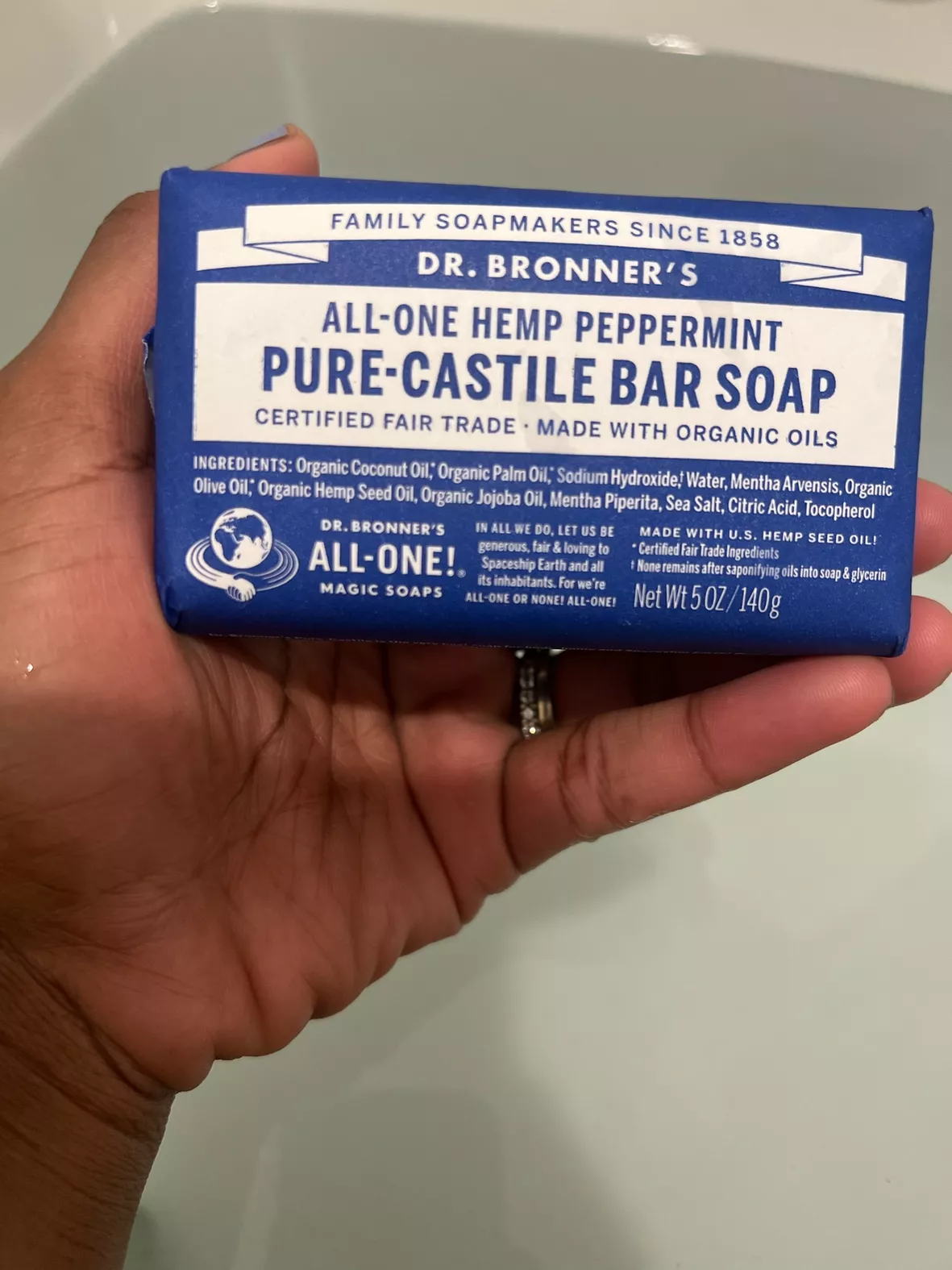 Dr. Bronner's All-one Hemp Peppermint Pure-castile Bar Soap - 5oz