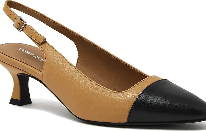 Leather Slingback Cap Toe Kitten Heels | Nordstrom