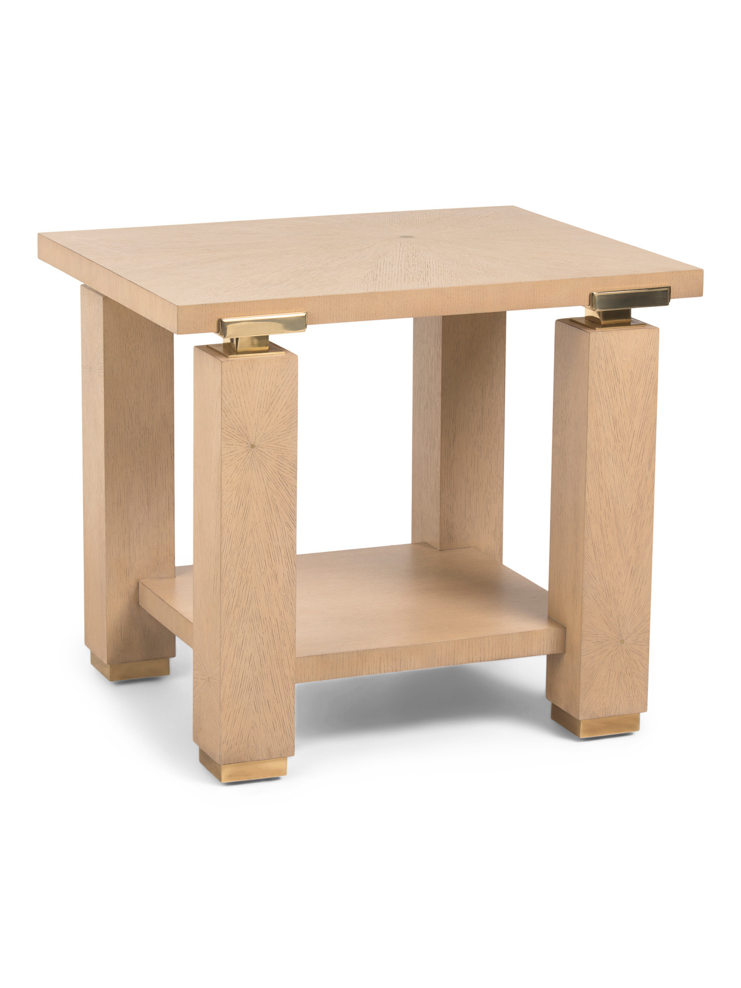28x24x22 Rectangle Oak Veneer Brass Side Table | TJ Maxx