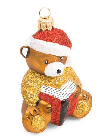 Made In Poland 3.5in Handcrafted Teddy Bear With Book Ornament | Marshalls