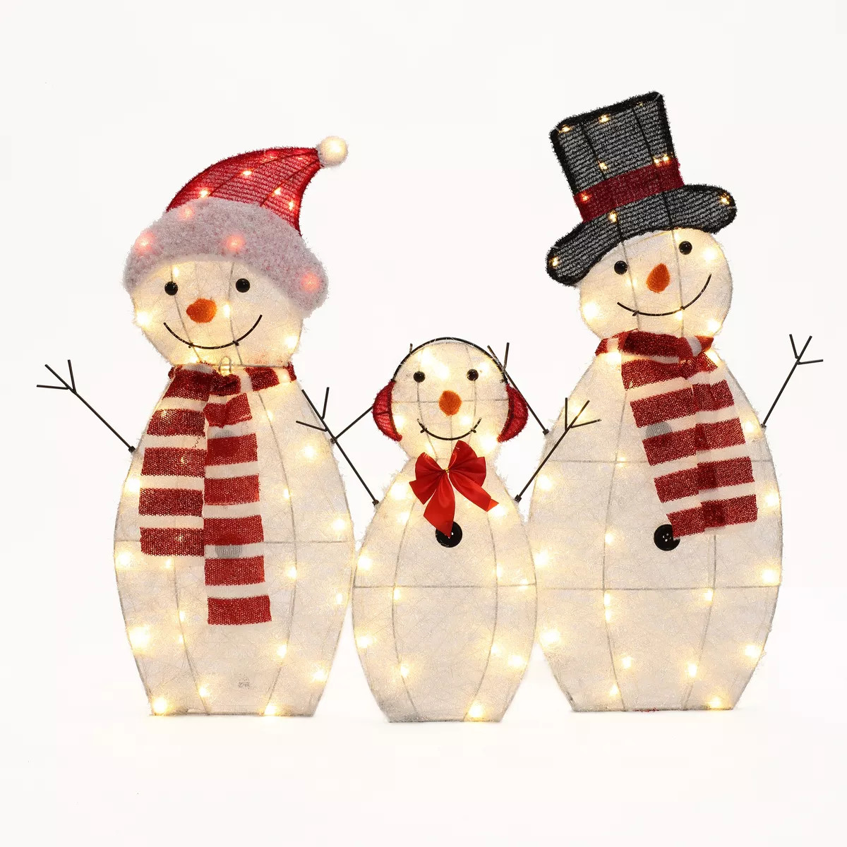 LuxenHome Snowman Family Trio Indoor and Outdoor Holiday Decoration with Lights Multi-Color | Target