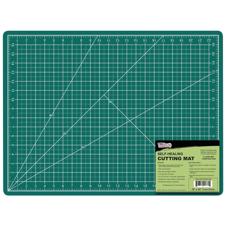 18" x 24" GREEN/BLACK Self Healing 5-Ply Double Sided Durable PVC Cutting Mat - Walmart.com | Walmart (US)