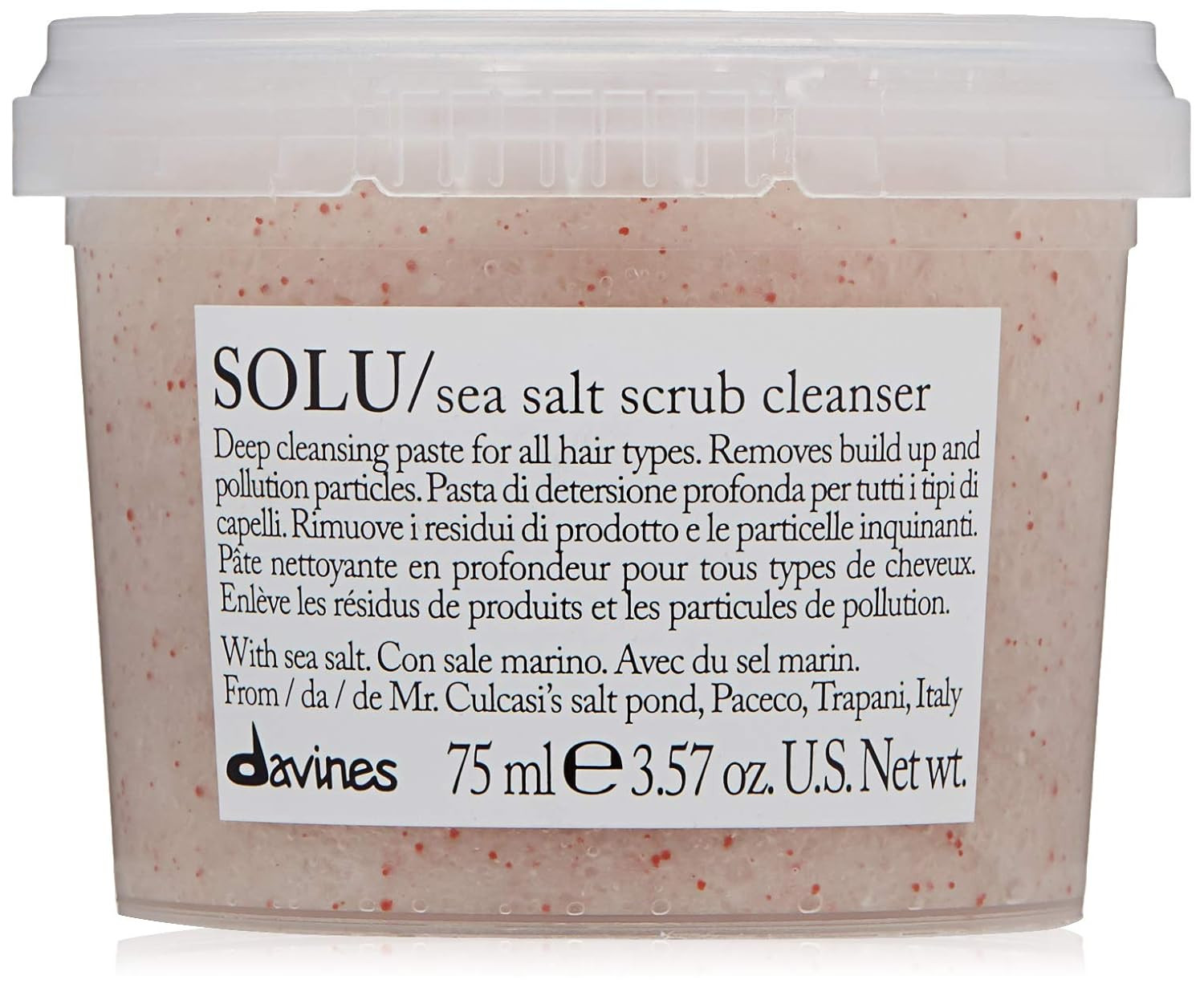 Davines SOLU/Sea Salt Scrub Cleanser, Deep Clarifying Scalp Scrub - Removes Product Build-up & Pollution Particles - Refreshes All Hair Types & Textures - Promotes Clean, Light Hair | Amazon (US)