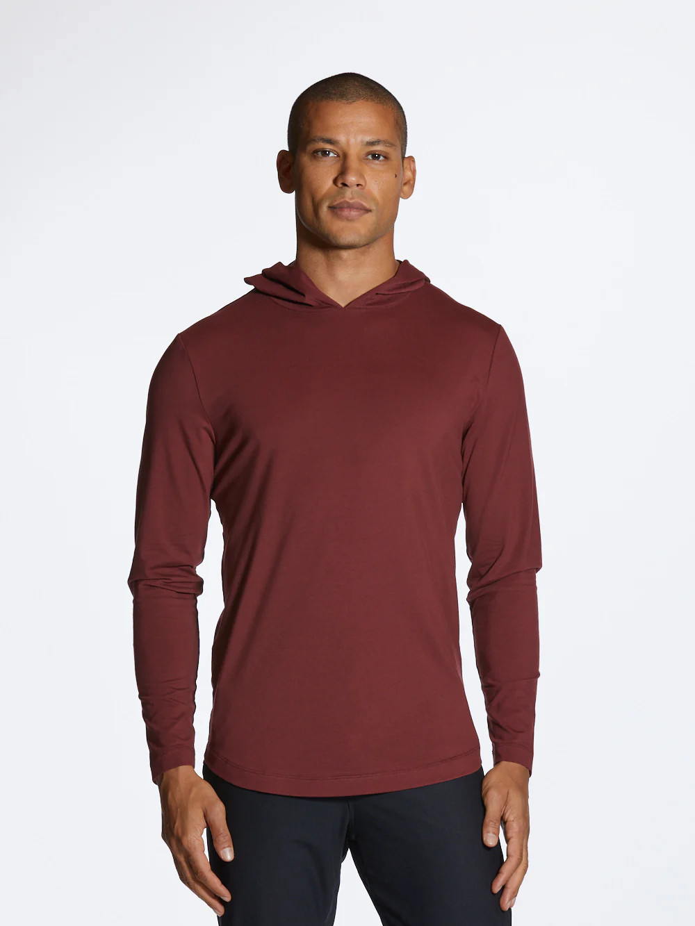 AO Long Sleeve Hooded Curve-Hem Tee | Cuts Clothing