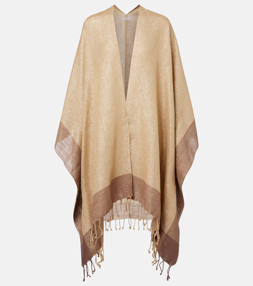 Brunello Cucinelli Fringed linen-blend lamÃ© poncho | Mytheresa (US/CA)