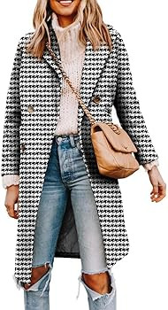 Yousify Womens Notched Lapel Collar Double Breasted Pea Coat Winter Wool Blend Over Coats Long Ja... | Amazon (US)