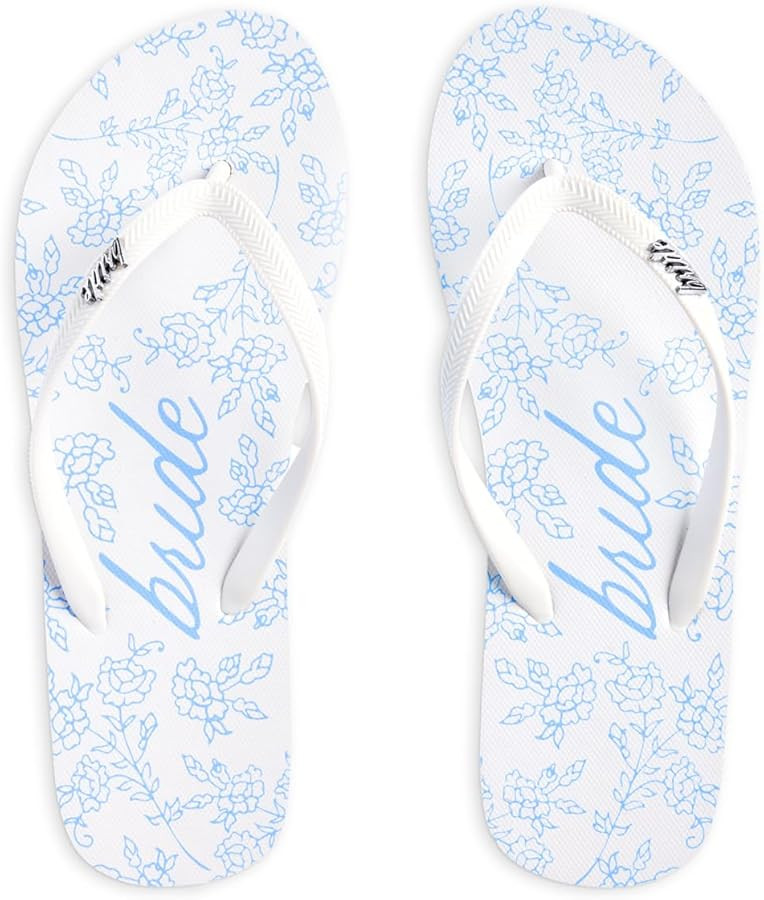 xo, Fetti Something Blue Bride Flip Flops - Bachelorette Party, Beach Bach, Bride To Be Sandals, ... | Amazon (US)
