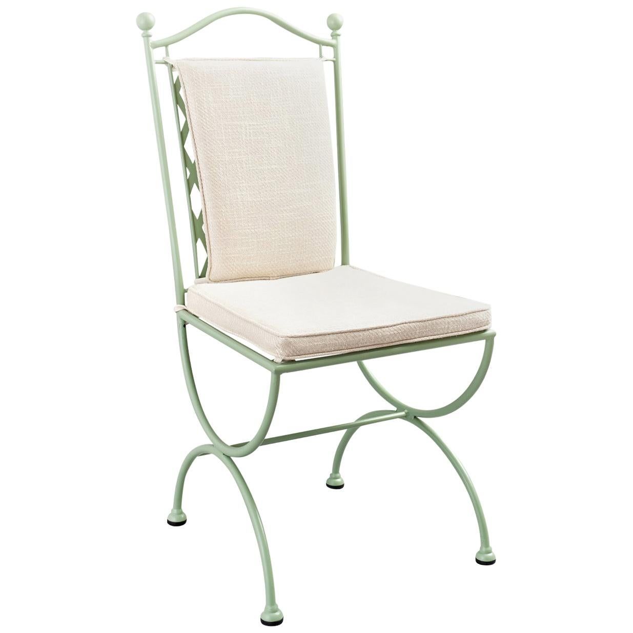 Rombo Outdoor Green Wrought Iron Chair | 1stDibs