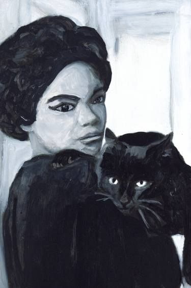 Eartha Kitt, black cat Painting | Saatchi Art 