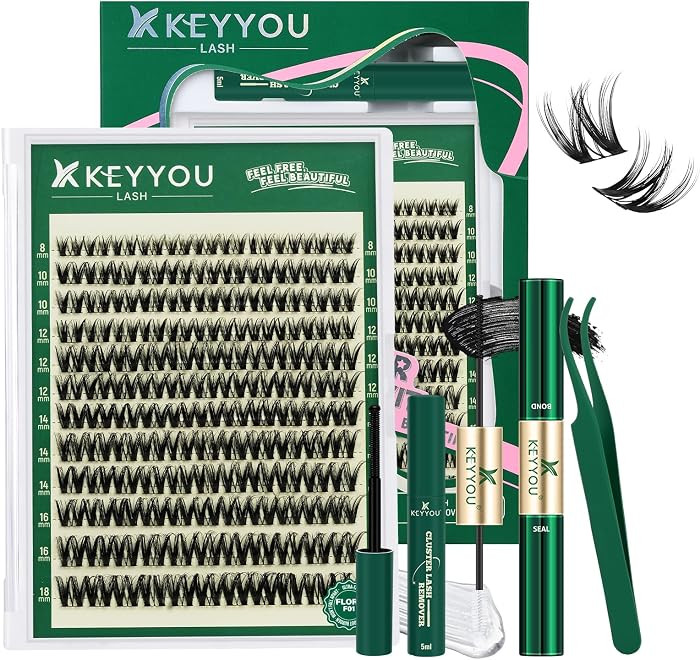 KEYYOU Flora Lash Clusters Kit Flaunt D Curl Natural Lashes 132pcs Lash Extension Kit 8-18mix Las... | Amazon (US)