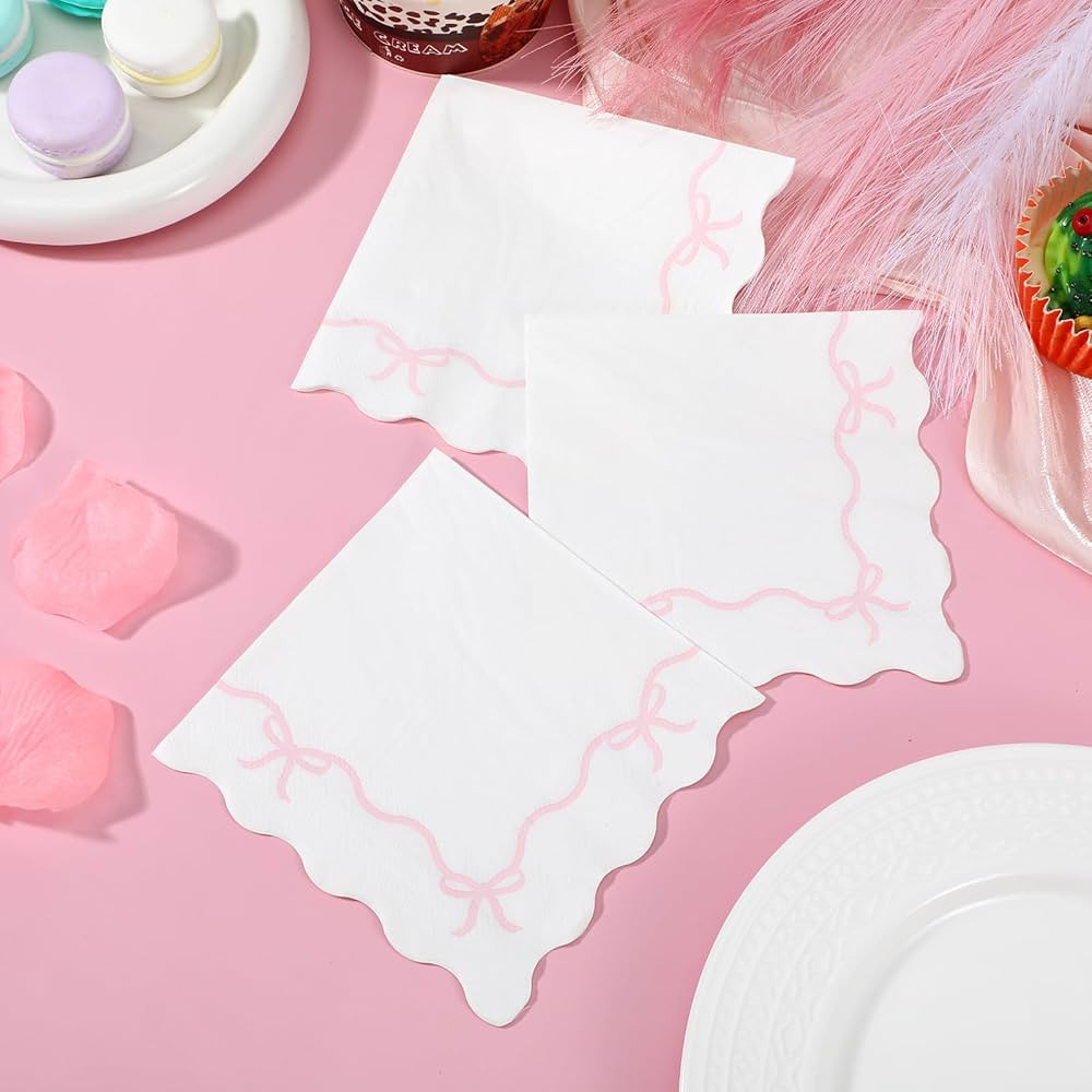 Pink Bow Napkins - 3-ply, 200 pcs | Baby Shower Decorations, Spring Girl Birthday, Girls Just Wan... | Amazon (US)