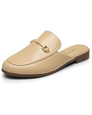 DREAM PAIRS Mules for Women Flats Comfortable Buckle Mules Slip on Slides Backless Loafers Shoes | Amazon (US)