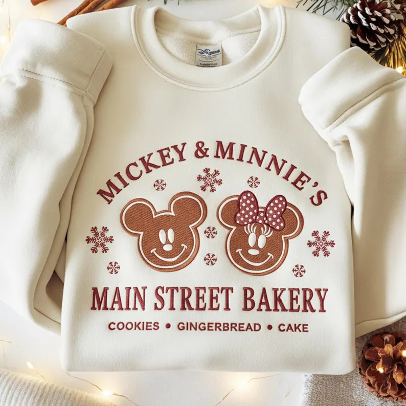 EMBROIDERED Disney Christmas Main Street Bakery Shirt, Disney Gingerbread Shirt, Disney Merry Chr... | Etsy (US)
