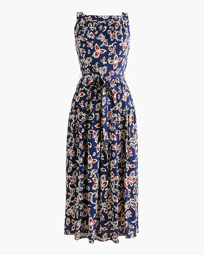 High-neck tie-waist midi dress | J.Crew Factory