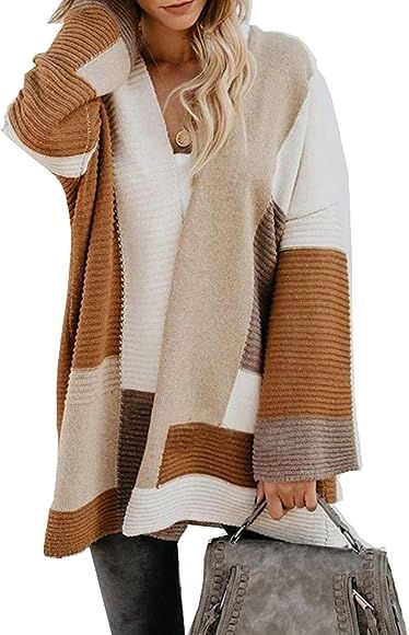 BIUBIU Women's Open Front Cardigans Knitted Long Sleeve Button Down Sweaters Autumn Outwear with ... | Amazon (CA)
