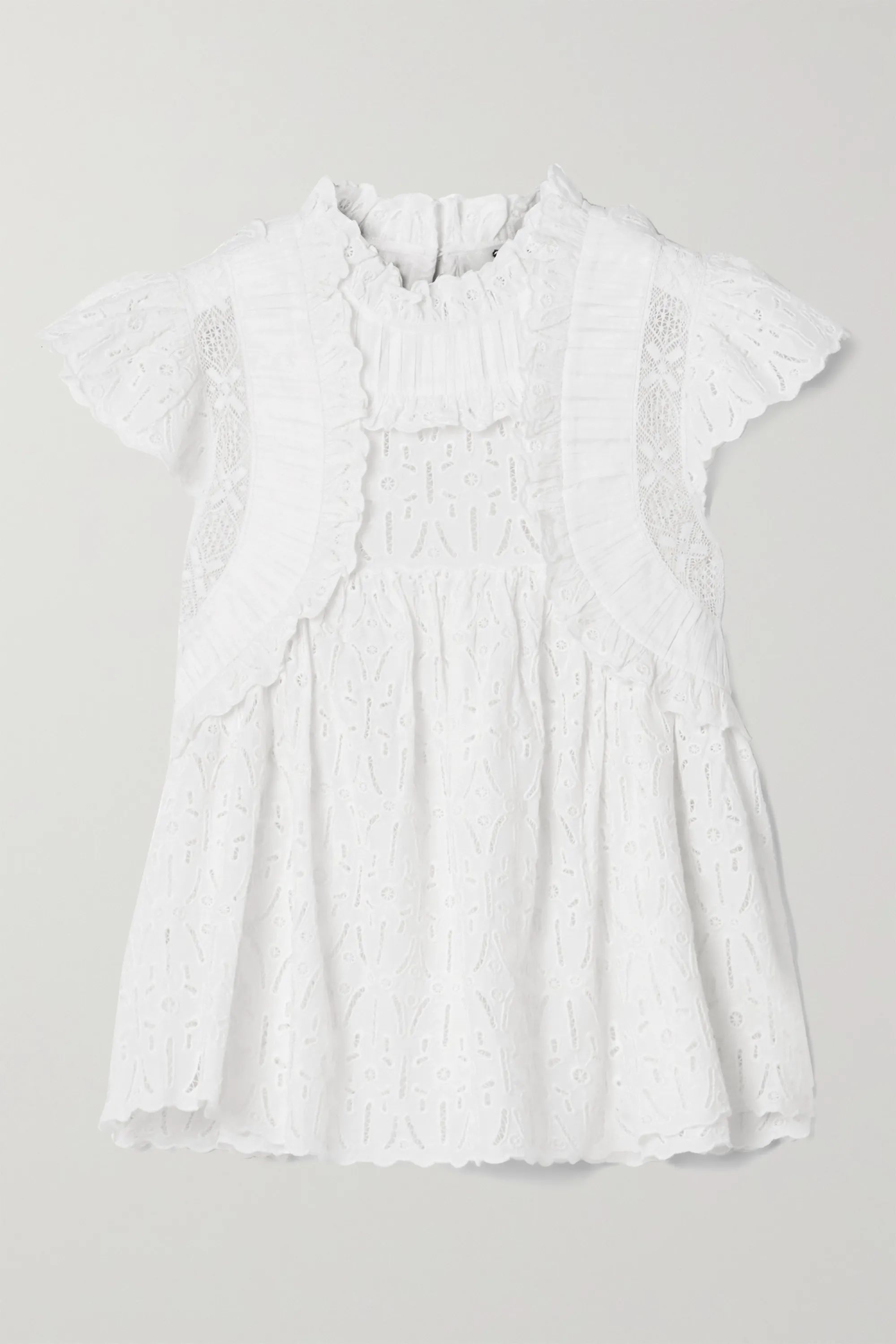 White Ingrid ruffled crochet-trimmed broderie anglaise cotton blouse | Sea | NET-A-PORTER | NET-A-PORTER (US)