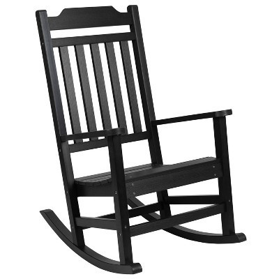 Emma and Oliver All-Weather Poly Resin Rocking Chair in Black - Patio and Backyard Furniture | Target