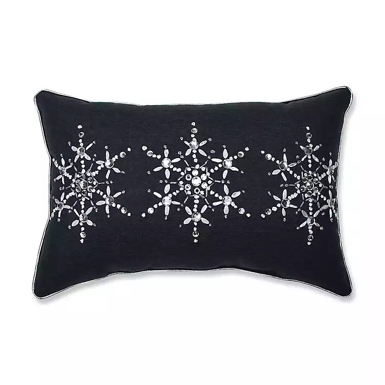 Dark Gray Jeweled Snowflakes Accent Pillow | Kirkland's Home