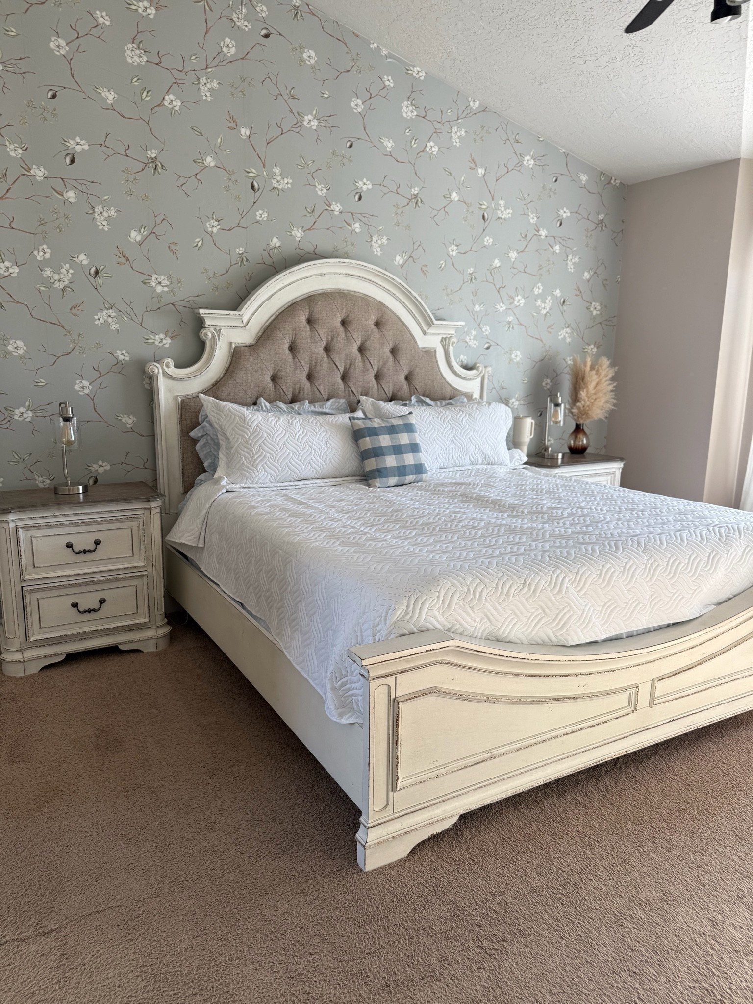 Bedroom blue and white gingham sheets and pillows

#LTKHome #LTKSeasonal