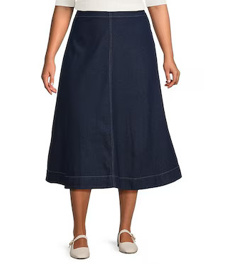 Lucy Paris Plus Size Nula Denim Fit And Flare Midi Skirt | Dillard's | Dillard's