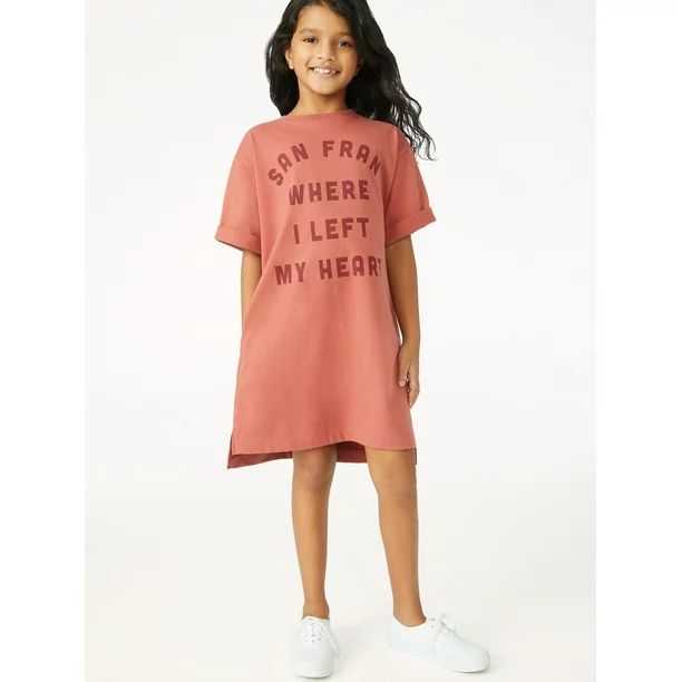 Free Assembly Girls Short Sleeve T-Shirt Dress, Sizes 4-18 | Walmart (US)