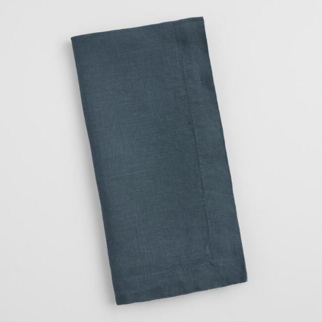 Indigo Blue 100% Linen Napkins Set of 4 | World Market