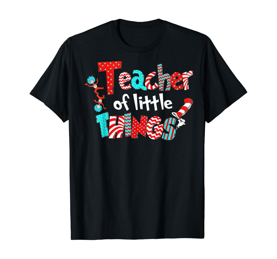 Teacher Of Little Things Gift For Teacher Cat In Hat T-Shirt | Amazon (US)