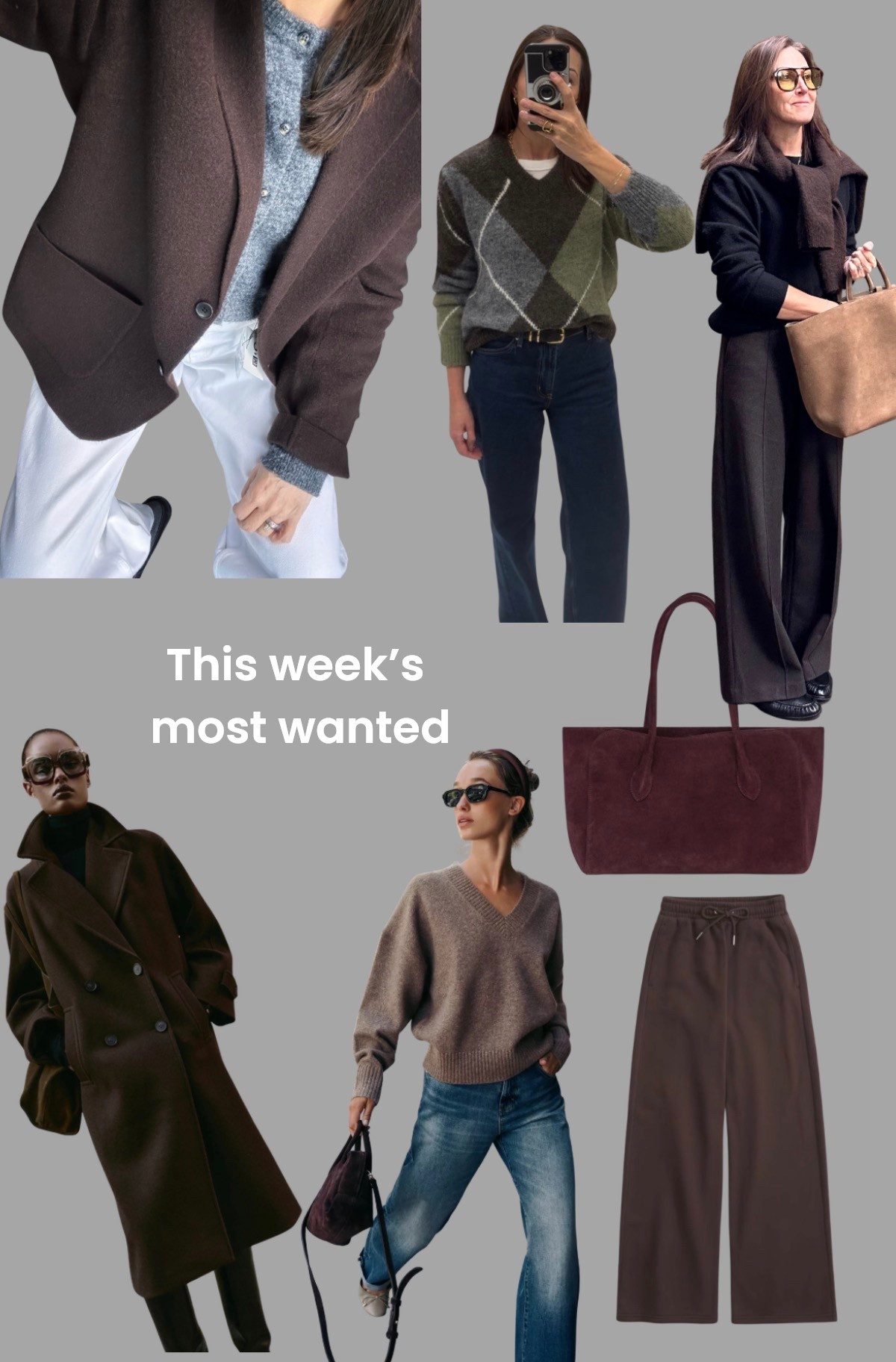 Here are the pieces you loved most this week. Fab knits, comfy joggers, the soggiest suede bag, a beautifully minimal wool blazer and the trousers I wear most.
I wear M blazer, 28 jeans, small beige jumper, M brown trousers, M joggers.

#LTKwinter #LTKstyletip #LTKuk