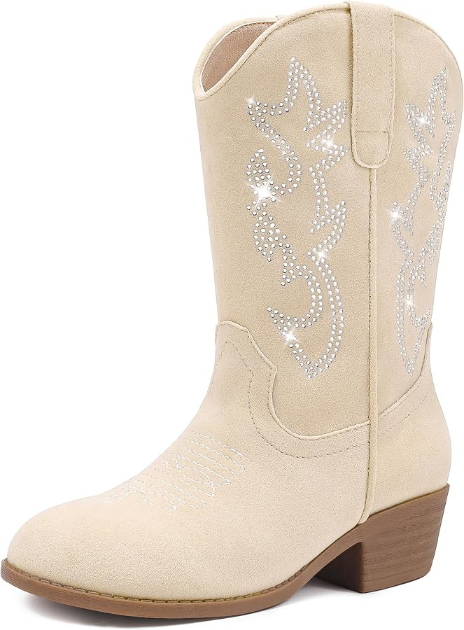 LAURMOSA Cowboy Boots for Girls Rhinestone Cowgirl Boots Little Big Kid | Amazon (US)