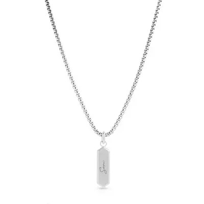 Men's Intersection Engravable Tag Necklace (Silver) | Abbott Lyon