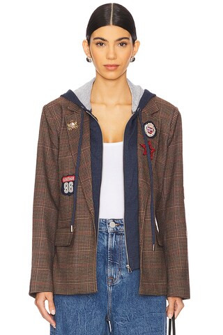Rhea Blazer in Tan Plaid | Revolve Clothing (Global)