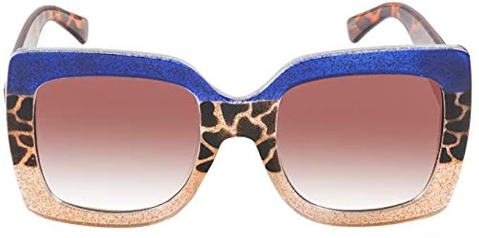 Square Oversized designer sunglasses for men women multi glitter tinted frame | Amazon (US)