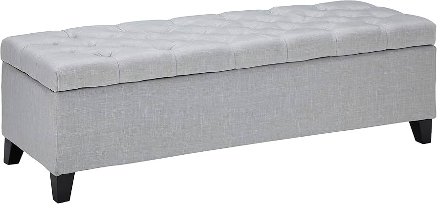Christopher Knight Home Ottilie Fabric Storage Ottoman, Light Grey 17.50”D x 51.25”W x 17.43... | Amazon (US)
