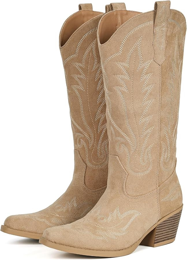 Cowboy Boots for Women Western Mid Calf Cowgirl Boots | Amazon (US)