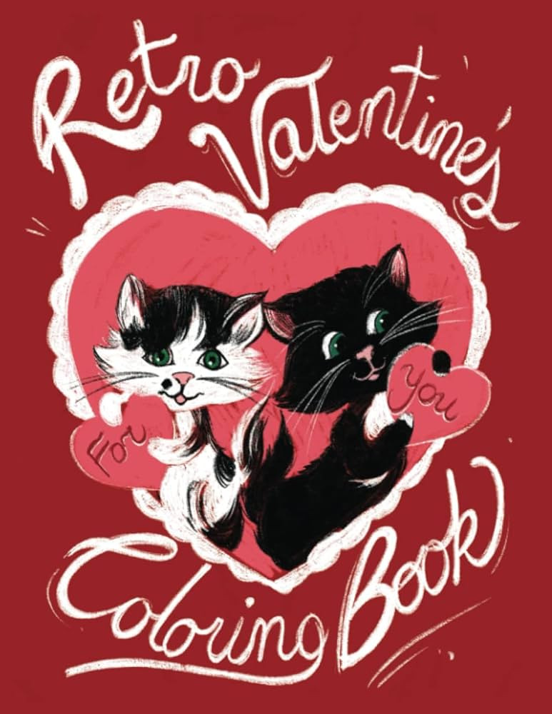 Retro Valentine's Day: Large Print Simple and Easy Nostalgic Coloring Book with cute vintage anim... | Amazon (US)
