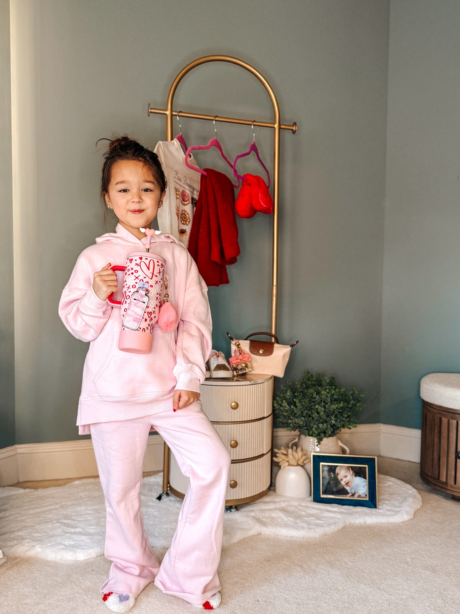 Adorable girls Valentines Day cozy fits!

She is wearing a size small in everything.

The bag and tumbler will be linked at my Amazon storefront!

#LTKSeasonal #LTKFindsUnder50 #LTKKids