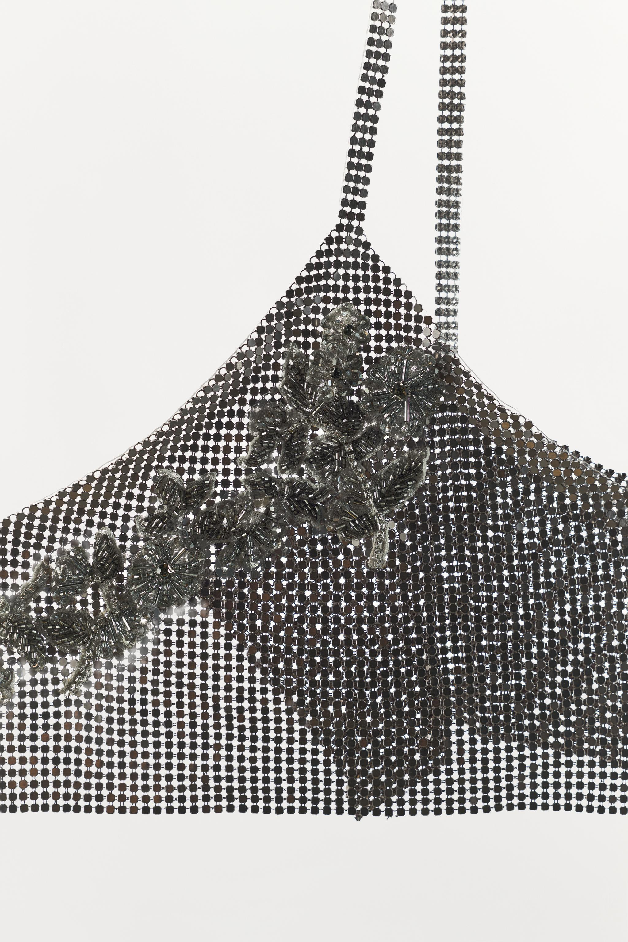 BEADED MESH FLOWER TOP | Zara UK