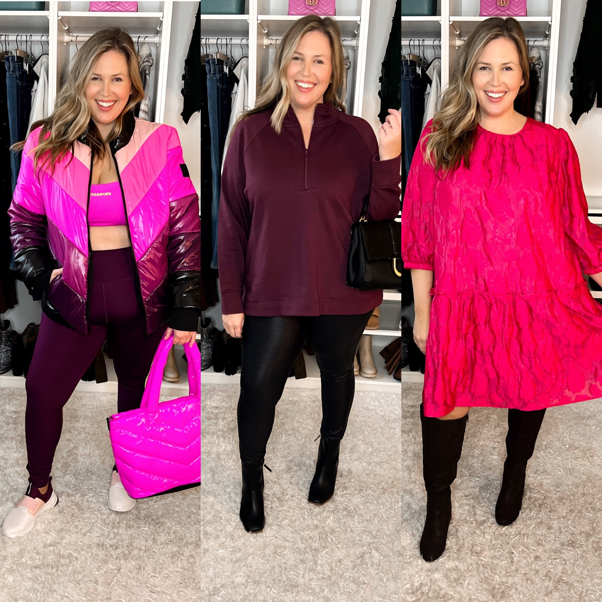 More incredible looks from Walmart for any occasion this season! Look one is from the brand Love and Sports! I am wearing a size XXXL in the puffer jacket, a size  XXL bra, an XXL in the pants. Paired this look with some super cute sneakers and a super fun bag! Look two is from a mix of incredible Walmart brands. I'm wearing a 2X in a Terra & Sky pullover, a XXL in a pair of Time and Tru faux leather leggings, and a pair of black boots! Look three is from The Get and Eloquii Elements - I paired my favorite Eloquii wide calf boots with this gorgeous organza mini dress from The Get (size 2X - runs generous so size down for more fitted look)

#LTKcurves #LTKSeasonal #LTKstyletip