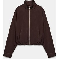 Zara - Stand-Up Collar Bomber Jacket - Brown - L - Woman | Zara US