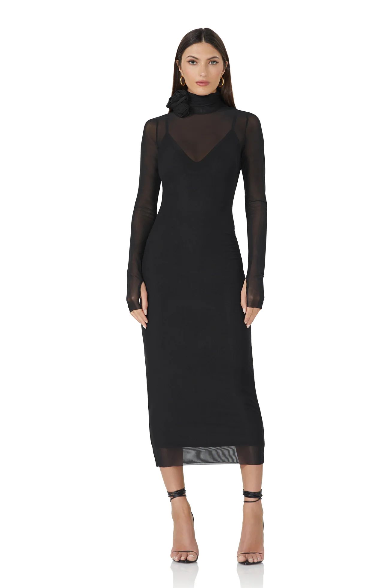 Shailene Rosette Dress - Noir | ShopAFRM