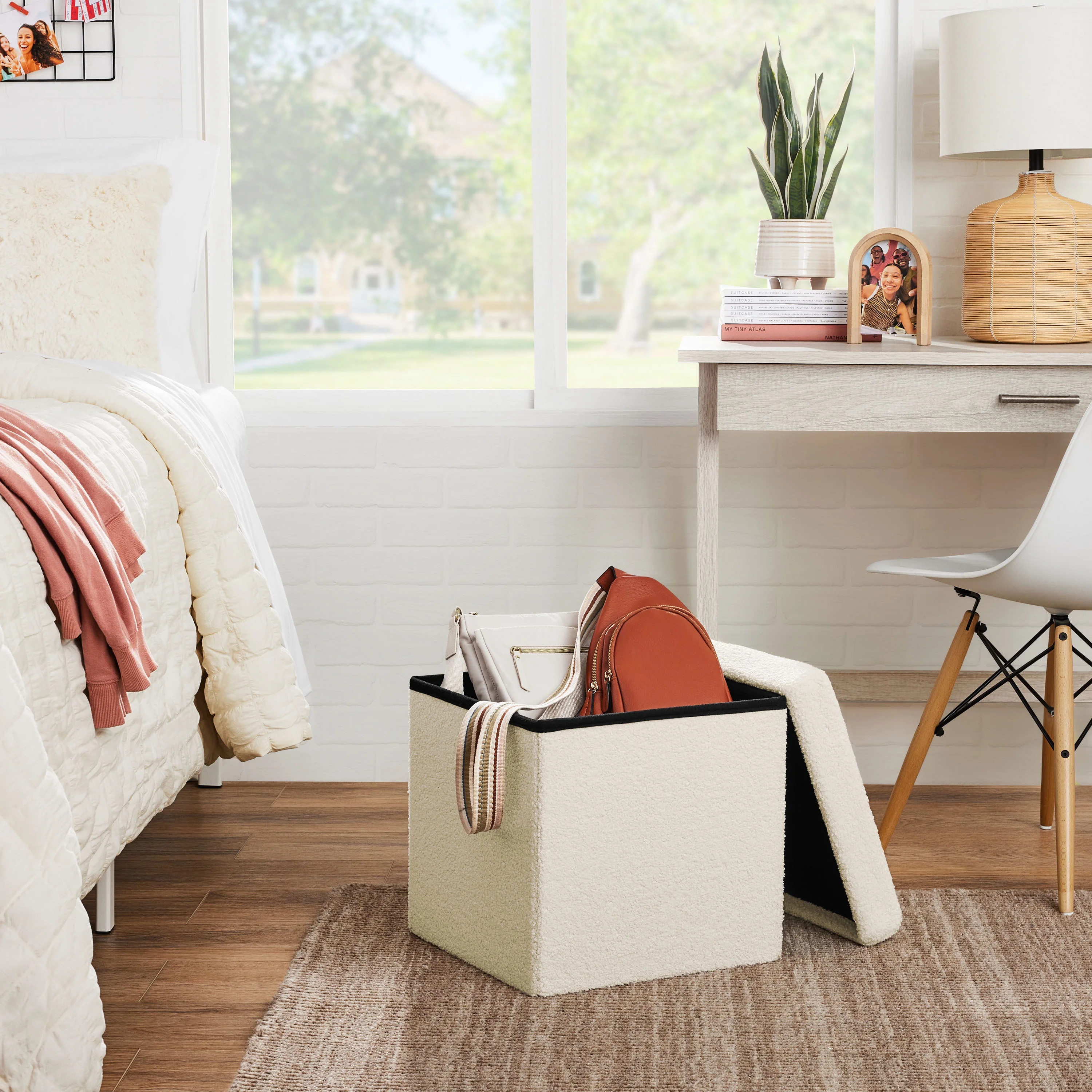 Mainstays Collapsible Storage Ottoman, Cream | Walmart (US)