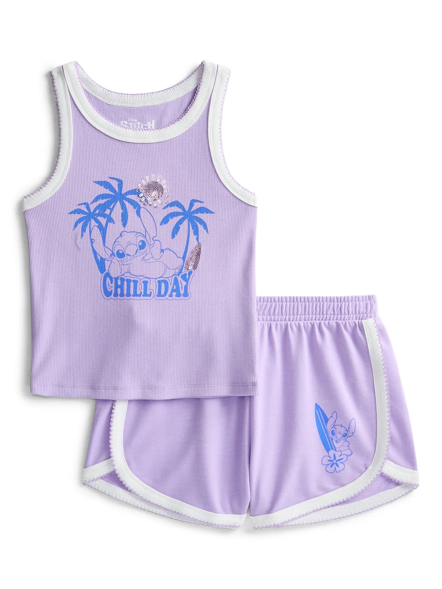 Stitch Girls Graphic Tank Top and Matching Shorts Set, 2-Piece, Sizes 4-16 | Walmart (US)