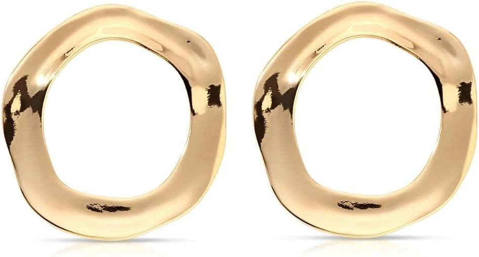 Ettika Stud Earrings For Women. Open Circle Statement Studs. 18K Gold Plated Earrings. Statement ... | Amazon (US)
