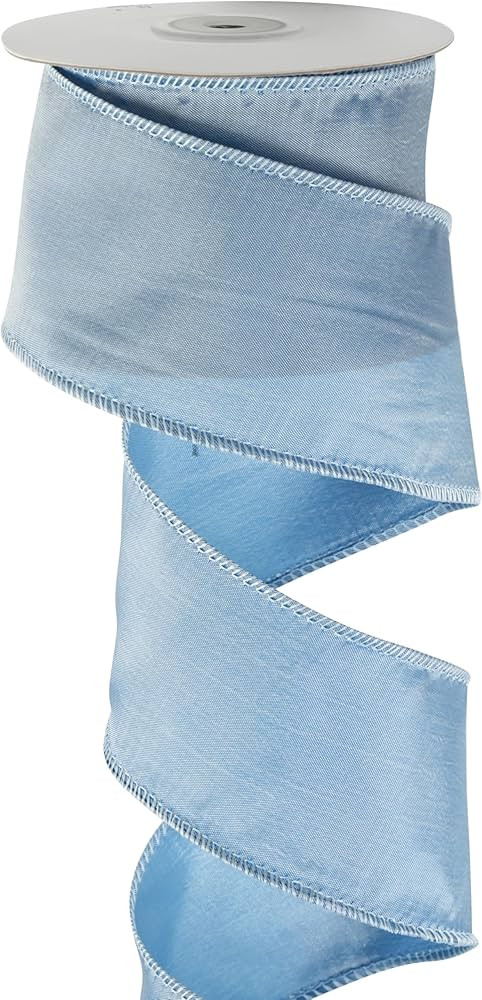 Dusty Blue Christmas Ribbon Wired 2.5" x 10 Yard French Blue Wired Ribbon Blue Ribbon for Christm... | Amazon (US)