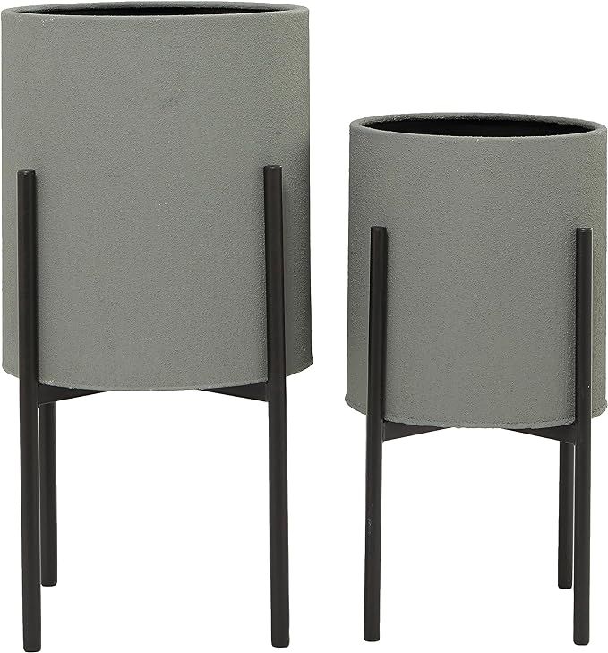 Deco 79 Metal Round Planter with Removable Stand, Set of 2 19", 23"H, Gray | Amazon (US)