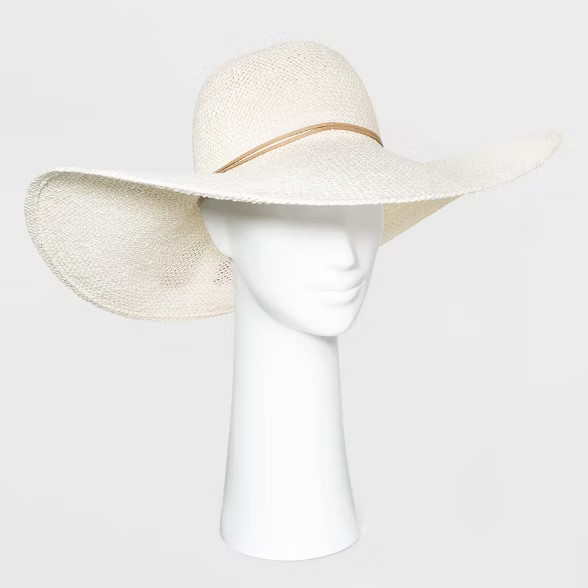 Women's Wide Brim Open Weave Straw Floppy Hat - A New Day™ | Target