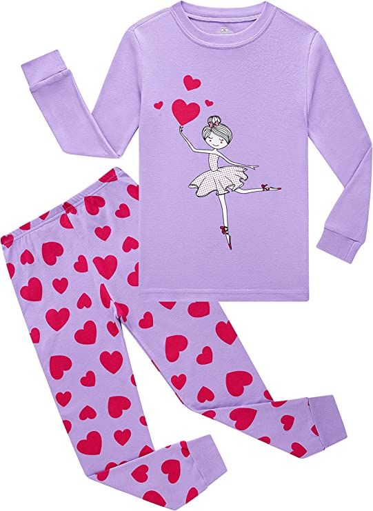 Family Feeling Zebra Little and Big Girls 2 Piece 100% Cotton Pajamas Sets Kids Pjs | Amazon (US)