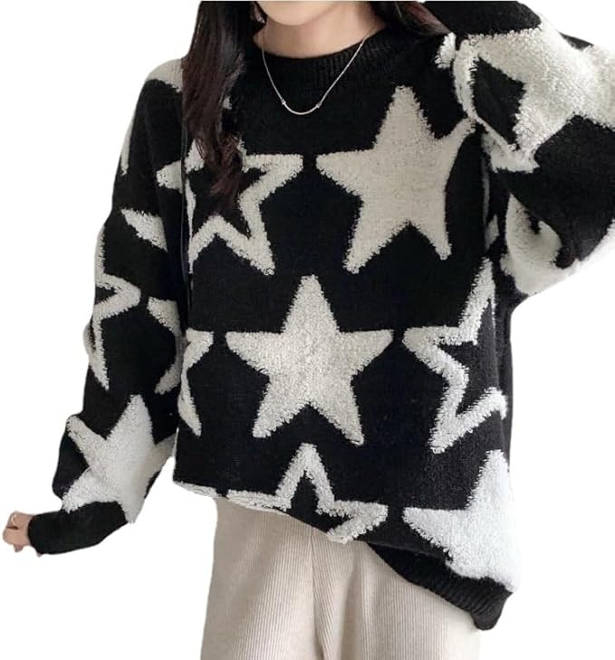 CYee Y2K Baggy Sweater Downtown Girls Emo Goth Star Clothing Fairy Grunge Alt Pullover Tops Vinta... | Amazon (US)